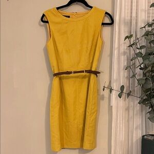 Jones New York Yellow Dress with Brown Belt